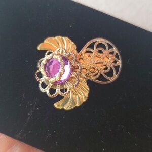 February Gold and Purple Angel Pin